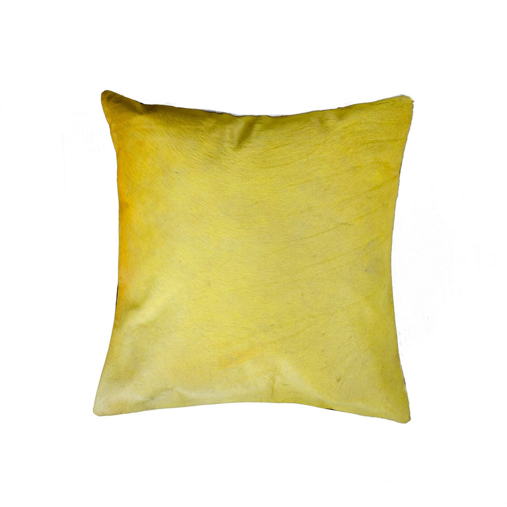 18" x 18" x 5" Yellow Cowhide Pillow