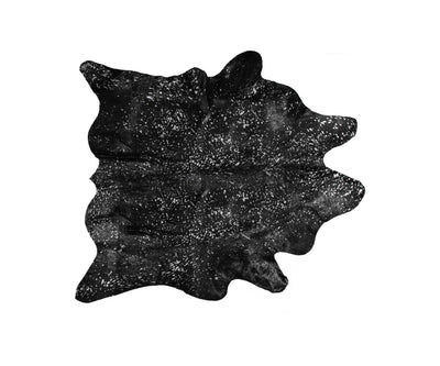 7' X 5' X 6' Black And Silver Cowhide Area Rug