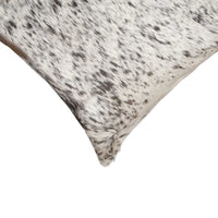 18" x 18" x 5" Salt And Pepper Gray And White Cowhide Pillow