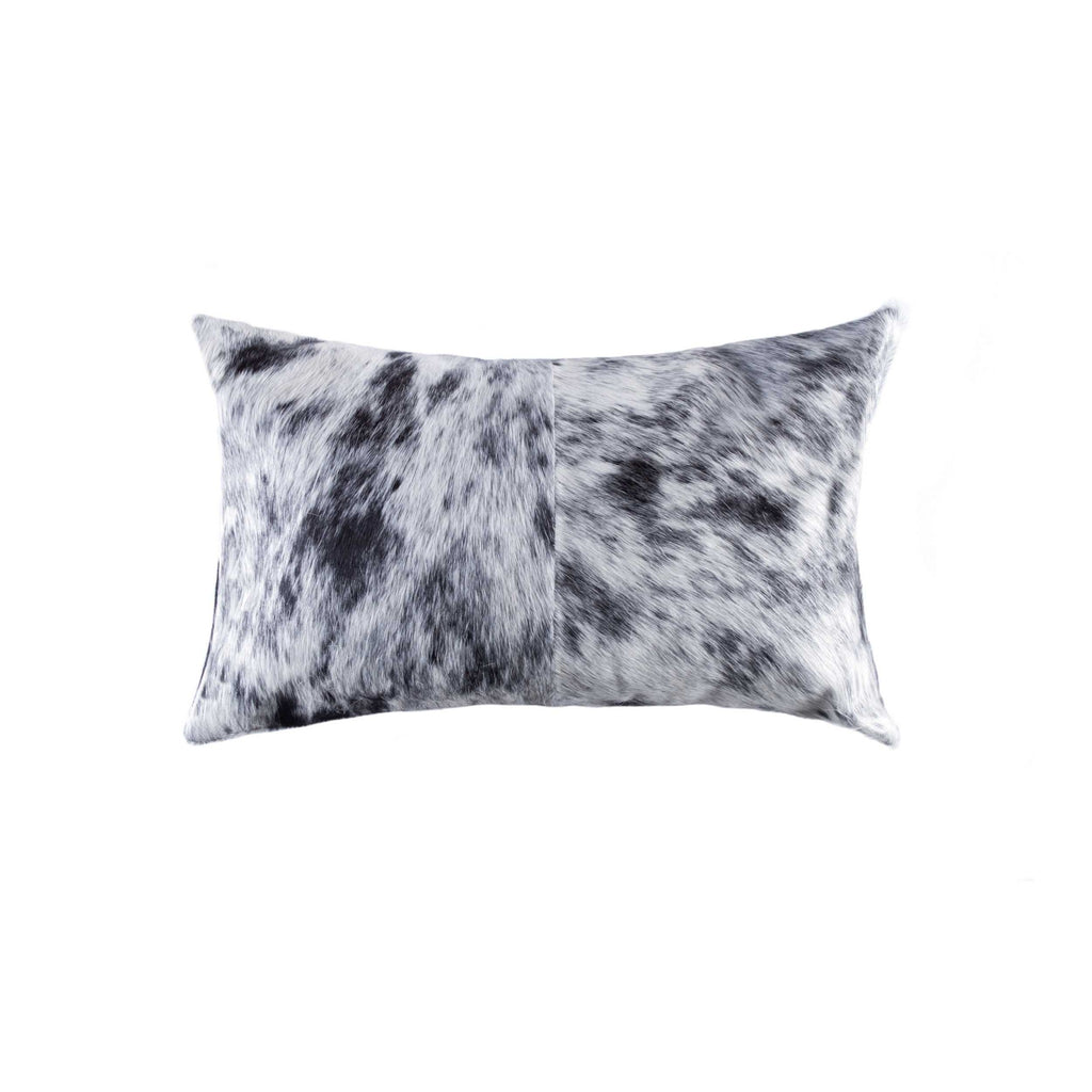 18" x 18" x 5" Salt And Pepper Black And White Cowhide Pillow