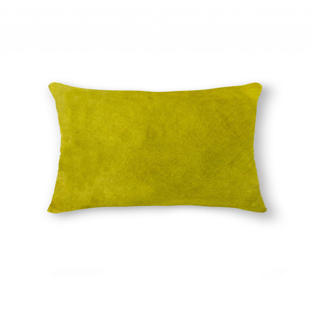 12" x 20" x 5" Yellow Cowhide Pillow