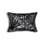 12" X 20" X 5" Black And Silver Cowhide Pillow