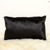 12" x 20" x 5" Black Cowhide Pillow 2 Pack