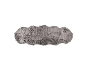 2' X 6' Gray Sheepskin Double Area Rug