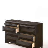 59" X 17" X 37" Espresso Rubber Wood Dresser