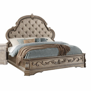 90" X 68" X 72" Queen Antique Champagne Pu Bed