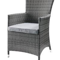 24" X 24" X 35" 3Pc Gray Fabric And Wicker Patio Bistro Set