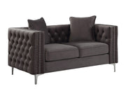 63" X 34" X 30" Dark Gray Velvet Loveseat