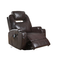 34" X 37" X 41" Brown Bonded Leather Match Swivel Rocker Recliner With Massage