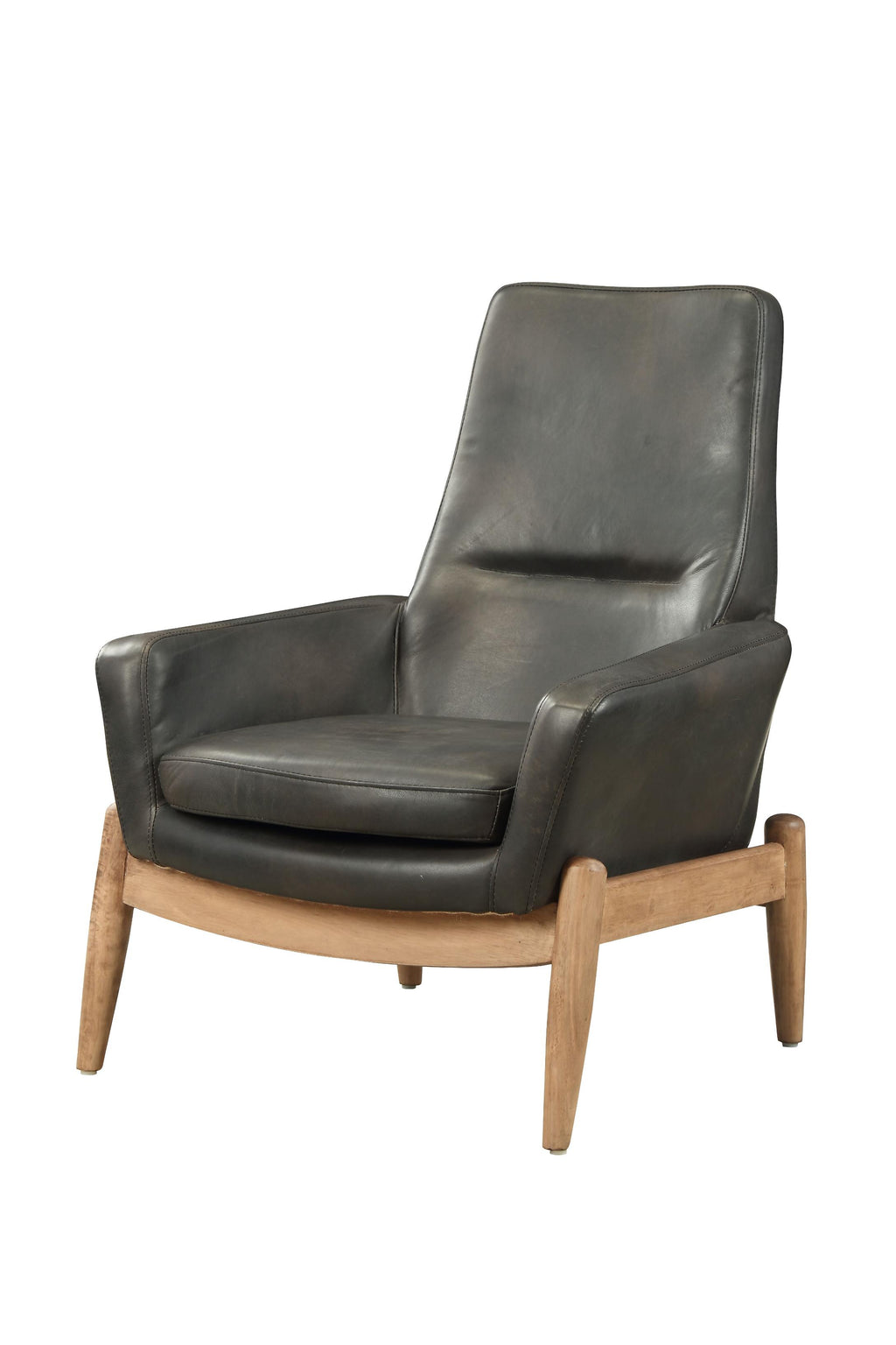 30" X 33" X 40" Black Top Grain Leather Accent Chair