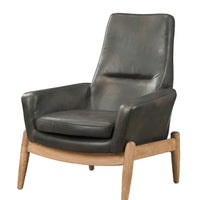 30" X 33" X 40" Black Top Grain Leather Accent Chair