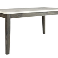 64" X 38" X 30" Marble And Gray Oak Dining Table