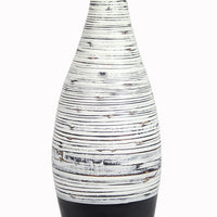 36" Spun Bamboo Floor Vase - Distressed White & Matte Black