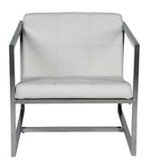 Chair White Faux Leather Chrome Frame