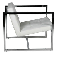 Chair White Faux Leather Chrome Frame