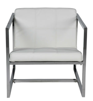 Chair White Faux Leather Chrome Frame