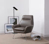 Chair Dark Gray Top Grain Italian Leather Stainless Steel Legs.