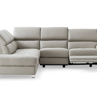 Sectional, Chaise On Left When Facing, Light Gray Top Grain Italian Leather,