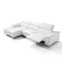 Sectional 100% Made In Italy Chaise On Left When Facing White Top Grain Leather 1066 L09S