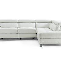 Sectional, Chaise On Right When Facing, White Top Grain Italian Leather,