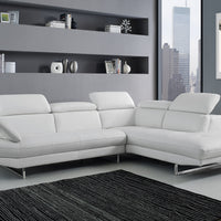 Sectional Chaise On Right When Facing White Top Grain Italian Leather Adjustable Headrest Couch