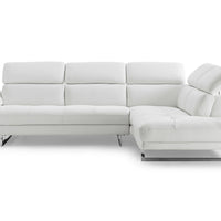 Sectional Chaise On Right When Facing White Top Grain Italian Leather Adjustable Headrest Couch