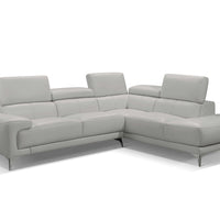 Sectional, Chaise On Right When Facing, White Top Grain Italian Leather,