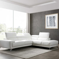 Sectional, Chaise On Right When Facing, White Top Grain Italian Leather,