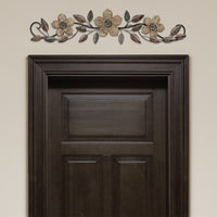 37.99" X 1.36" X 8.86" Floral Patterned Wood Over The Door Wall Decor