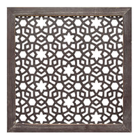 16" X 1" X 16" 1Pc Espresso Wood Framed Laser-Cut Wall Decor