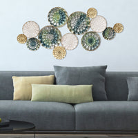 38.58" X 2.56" X 18.5" Multi-color Textured Plates Metal Wall Decor