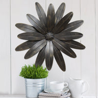 18" x 1.25" X 18" Black Industrial Flower Wall Decor