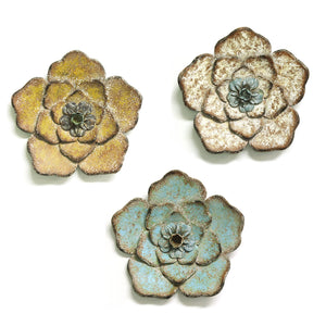 8.25" X 1" X 8.25" 3Pcs Rustic Flower  Wall Decor