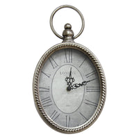 6.75" X 1.75" X 11.75" Antique Silver Oval Wall Clock