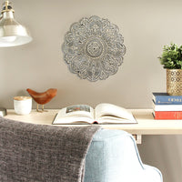 13" X 0.5" X 13" Small Gray Medallion Wall Decor