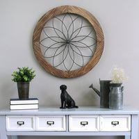 25.75" X 1.75" X 25.75" Round Wood And Metal Medallion Wall Decor