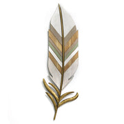 9.25" X 1" X 29.5" White Boho Wall Feather