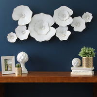 40.75" X 2.95" X 17.32" White Lily Pad Metal Wall Art