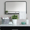 24" X 4" X 14" Gunmetal Metal Mirror With Shelf