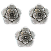 8.25" X 1" X 8.25" 3Pcs Silver Metal Wall Flowers