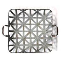 19.88" X 4.77" X 16.34" Galvanized Basket Weave Metal Tray Wall Decor