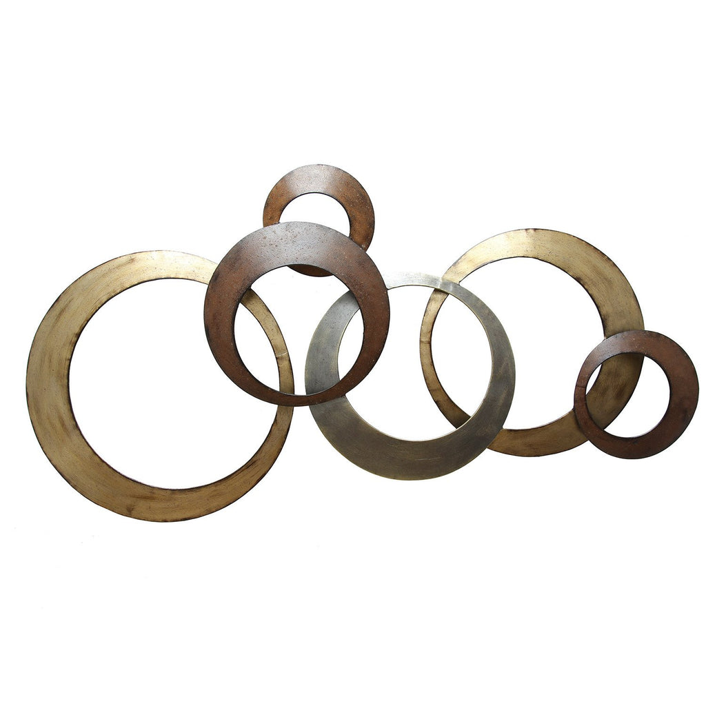 37.99" X 1.97" X 18.7" Metallic Rings Wall Decor