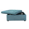 28.25" X 35" X 16.75" Blue Fabric Espresso Convertible Ottoman Guest Bed