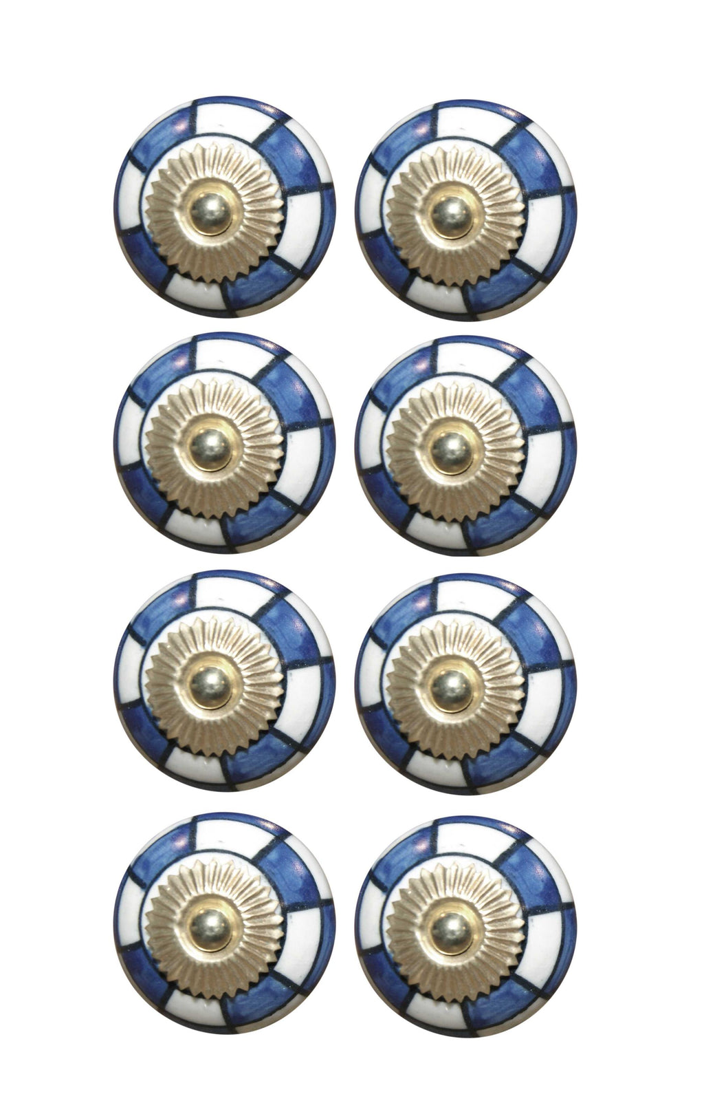 1.5" X 1.5" X 1.5" Hues Of Blue, White And Gold 8 Pack Knob-It