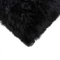 18'' X 18'' X 5 Modern Black New Zealand Sheepskin Pillow