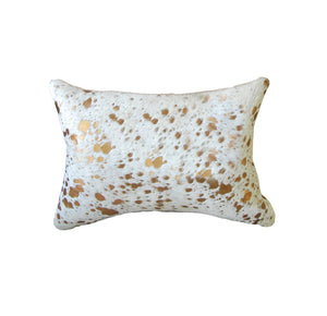 12" X 20" X 5" Impressive Natural And Gold Torino Kobe Cowhide  Pillow