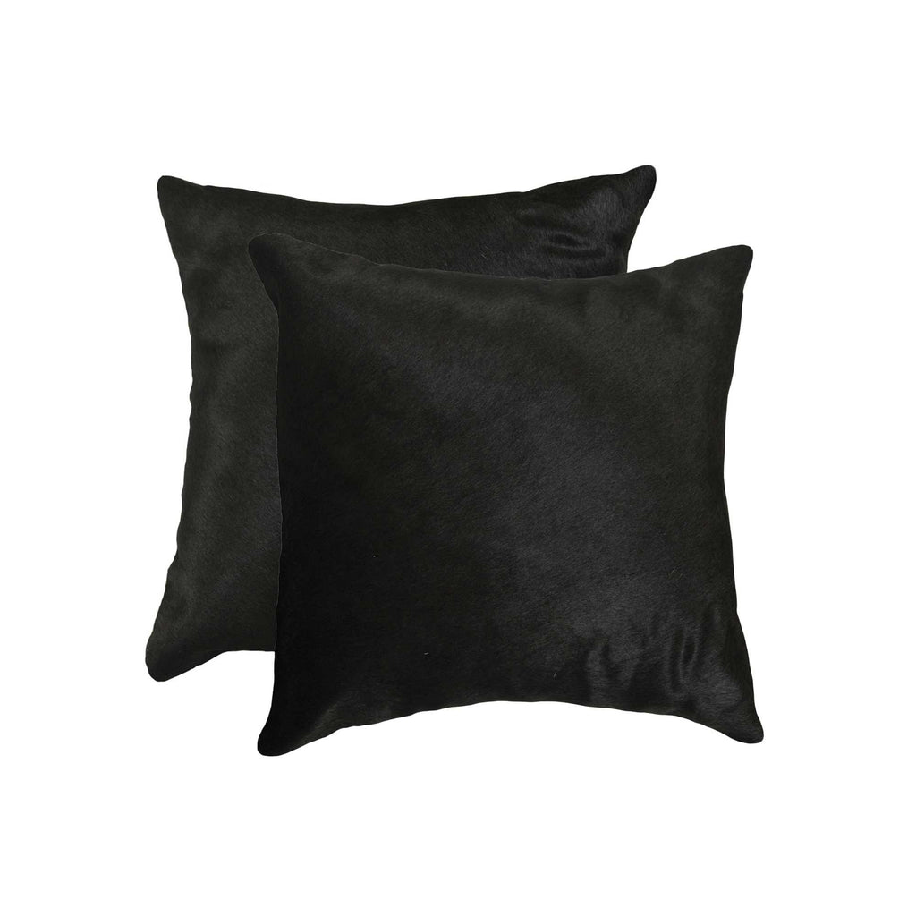 18" x 18" x 5" Black Torino Cowhide Pillow 2 Pack