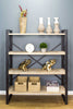 39.75" Natural Metal, Wood, and MDF Bookcase with 4 Shelves