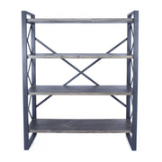 39.75" Grey Metal, Wood, and MDF Bookcase with 4 Shelves