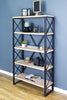 32.75" Natural and Brown Metal, Wood, and MDF Bookcase with 5 Shelves